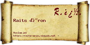 Raits Áron névjegykártya